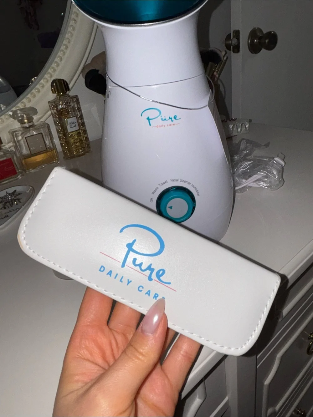 New Pure Nanosteamer 3-in-1 Ionic Facial Steamer in White/Teal with Skin Kit
